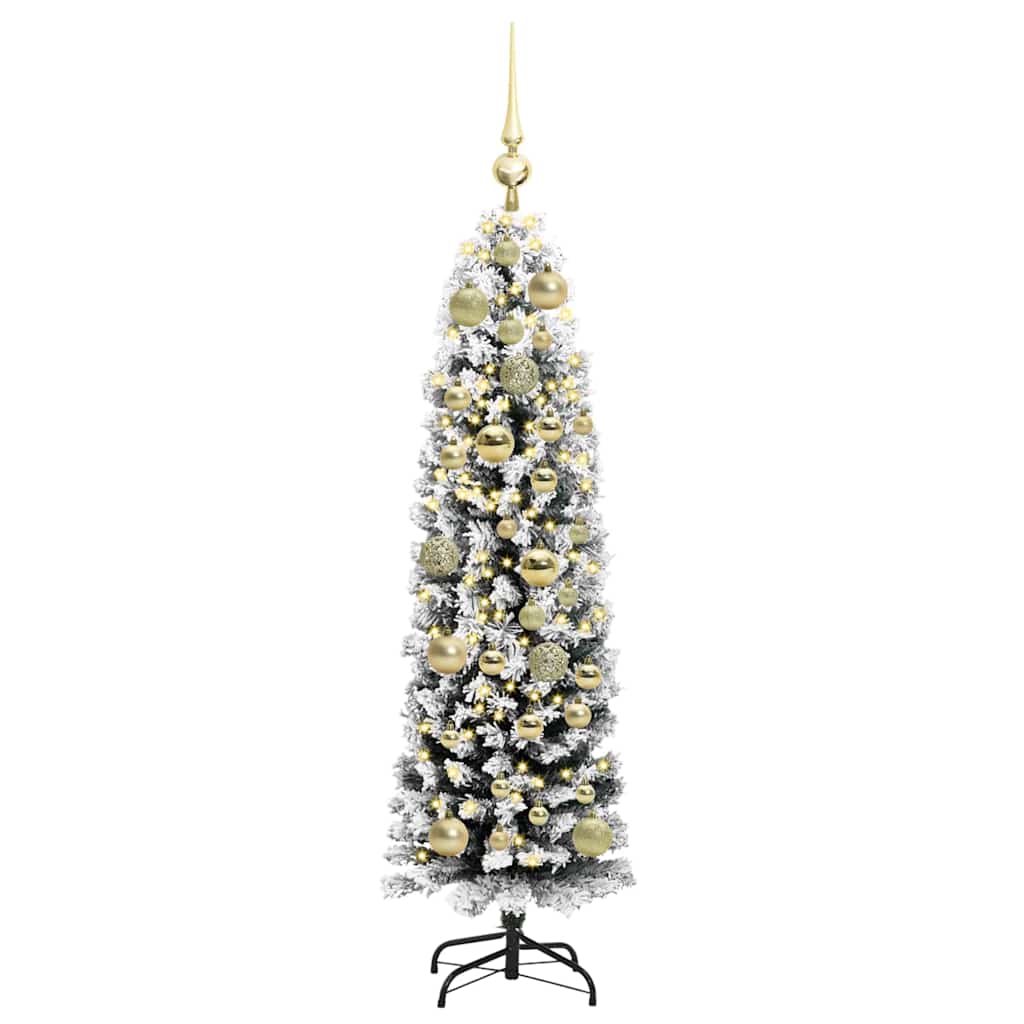 Kunstkerstboom Groen 120 cm PVC en Staal en Kunststof