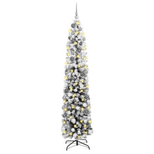Slanke Kerstboom 300 LED's & Ballenset & Besneeuwde Takken Groen 180 cm