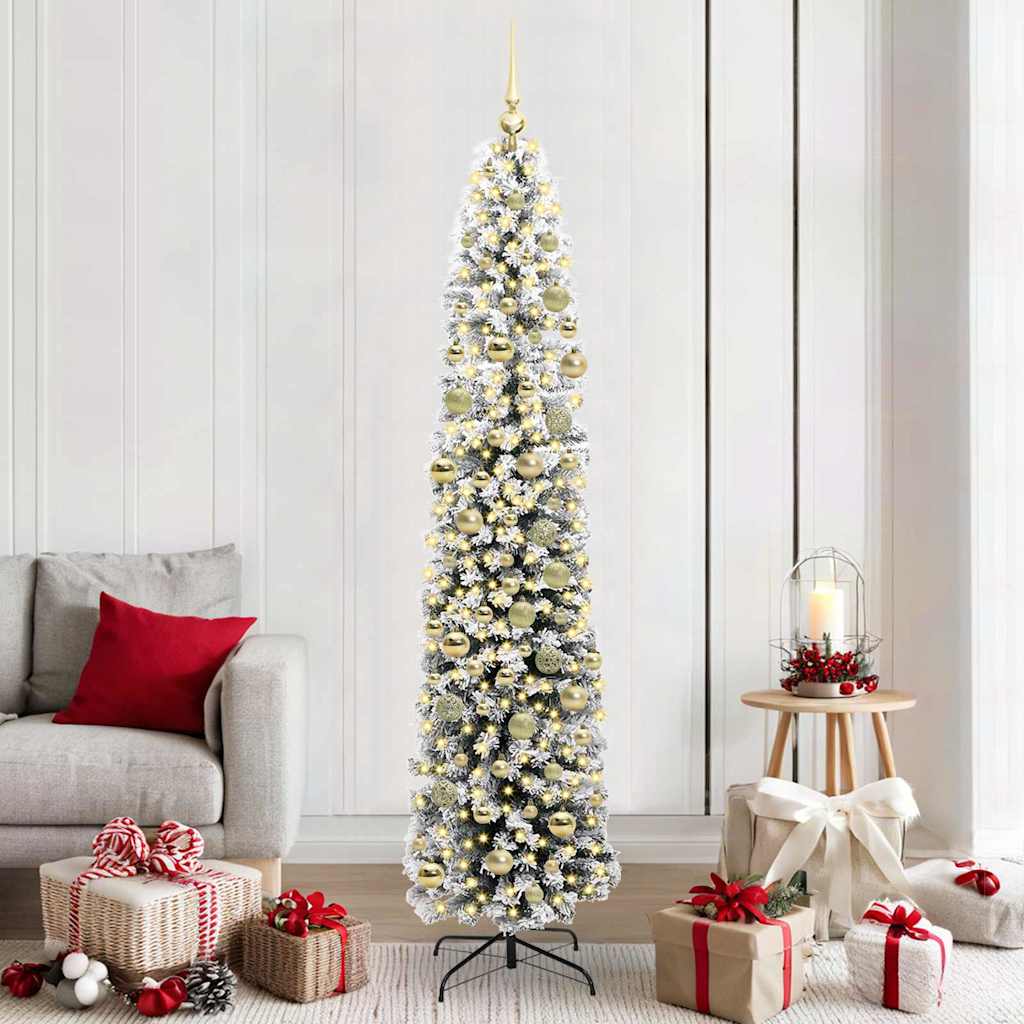 Kunstkerstboom Groen 210 cm PVC en Staal en Kunststof