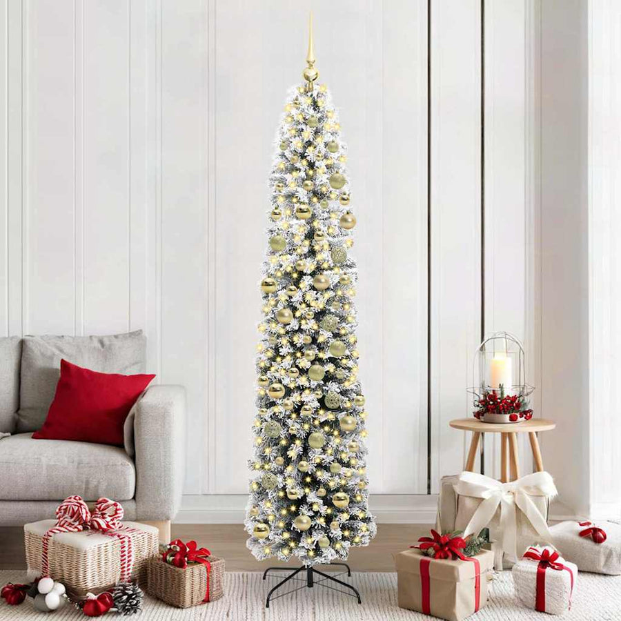 Kunstkerstboom Groen 210 cm PVC en Staal en Kunststof