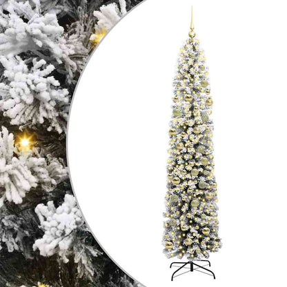Kunstkerstboom Groen 210 cm PVC en Staal en Kunststof