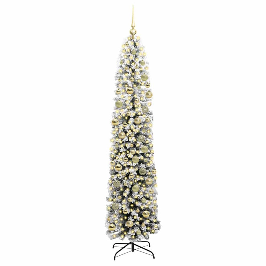Kunstkerstboom Groen 210 cm PVC en Staal en Kunststof