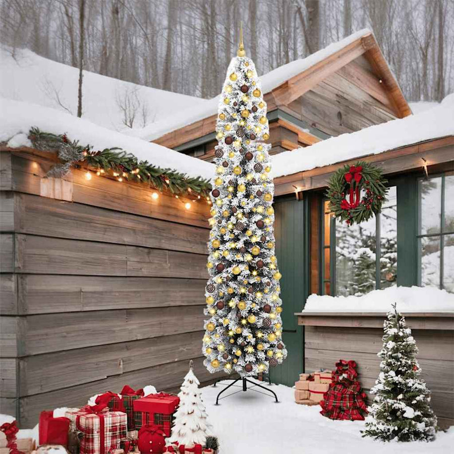 Kunstkerstboom Groen 240 cm PVC en Staal en Kunststof