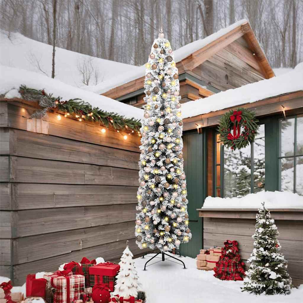 Kunstkerstboom Groen 240 cm PVC en Staal en Kunststof