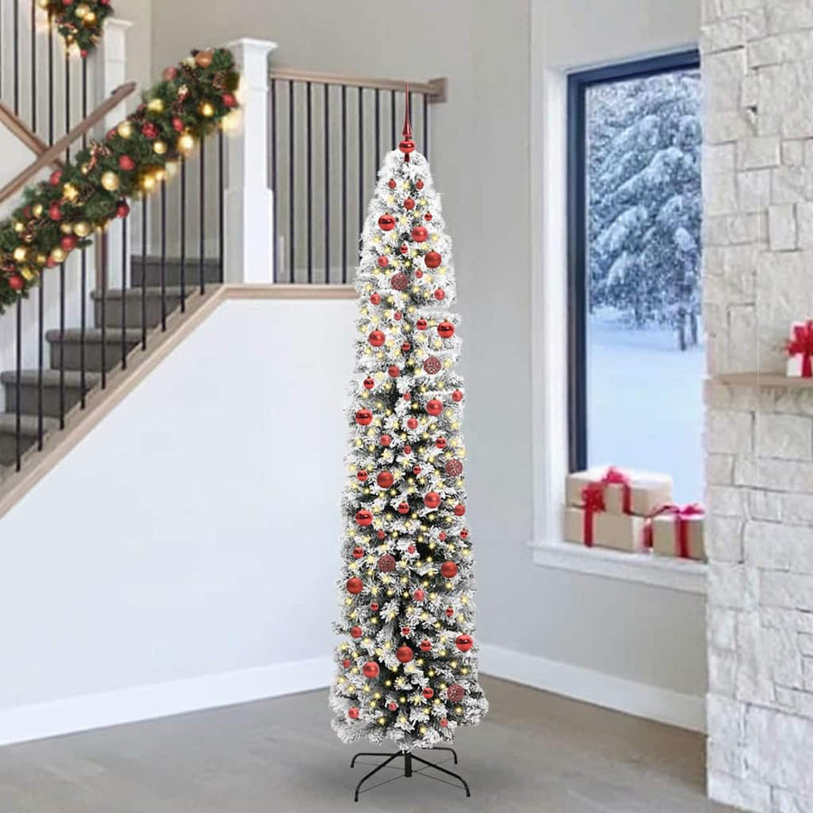 Kunstkerstboom Groen 240 cm PVC en Staal en Kunststof