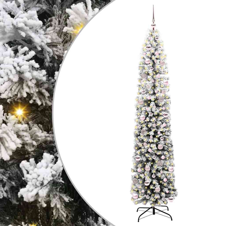 Kunstkerstboom Groen 240 cm PVC en Staal en Kunststof