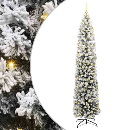 Kunstkerstboom Groen en Wit 240 cm PVC en Staal en Kunststof