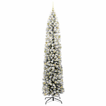 Kunstkerstboom Groen en Wit 240 cm PVC en Staal en Kunststof