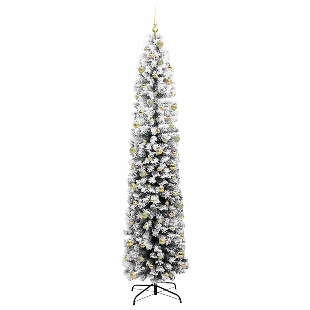 Kunstkerstboom Groen en Wit 240 cm PVC en Staal en Kunststof