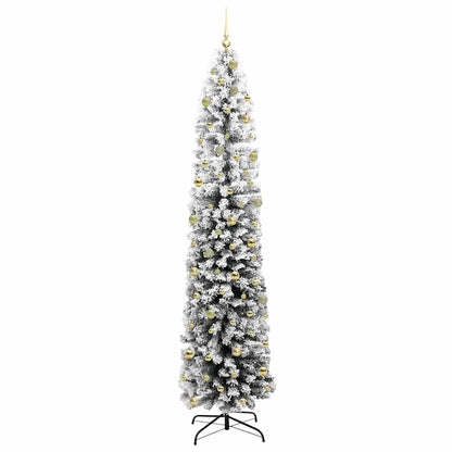 Kunstkerstboom Groen en Wit 240 cm PVC en Staal en Kunststof