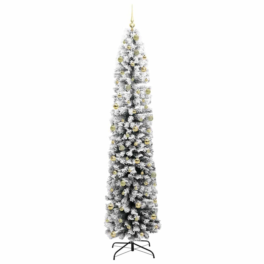 Kunstkerstboom Groen en Wit 240 cm PVC en Staal en Kunststof