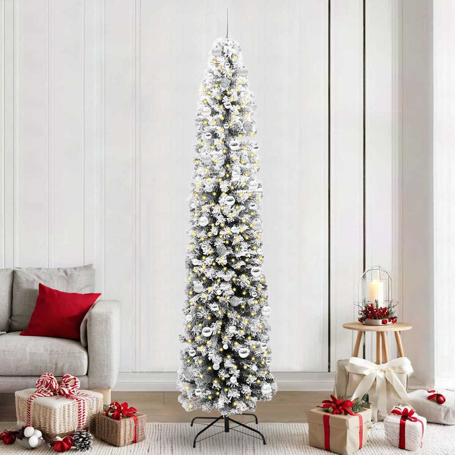 Kunstkerstboom Groen 240 cm PVC en Staal en Kunststof