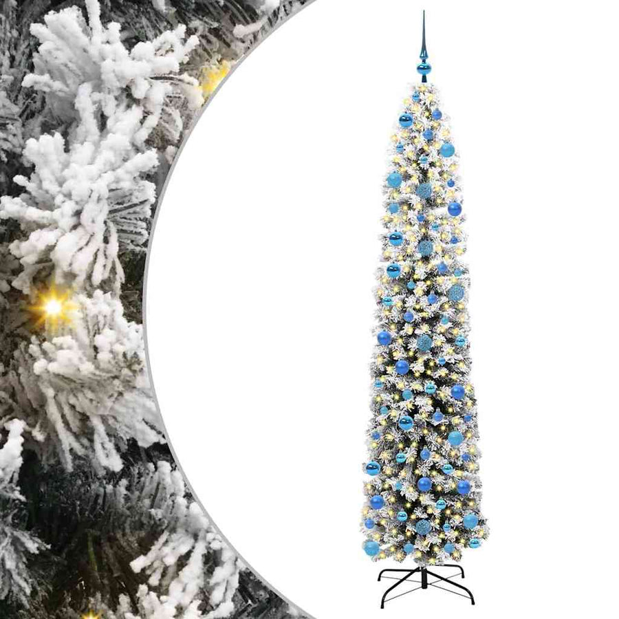 Kunstkerstboom Groen 240 cm PVC en Staal en Kunststof