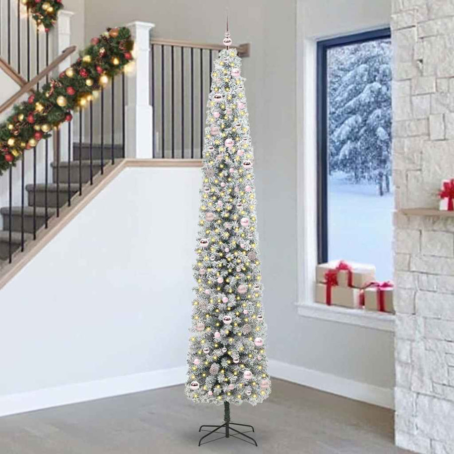 Kunstkerstboom Groen 270 cm PVC en Staal en Kunststof