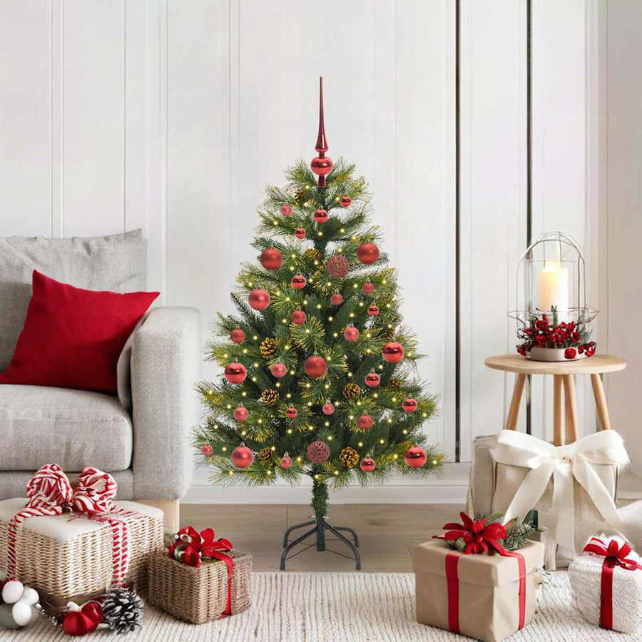 Kunstmatige Scharnier Kerstboom Met Cones Groen 120 cm