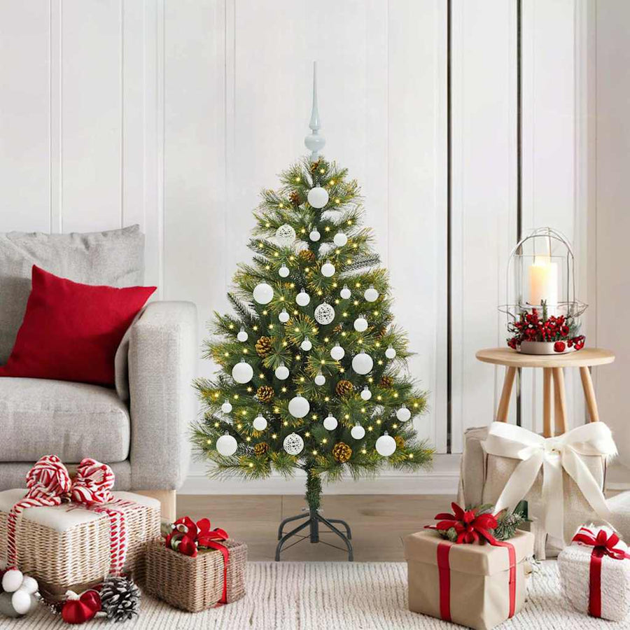Kunstmatige Scharnier Kerstboom Met Cones Groen 120 cm
