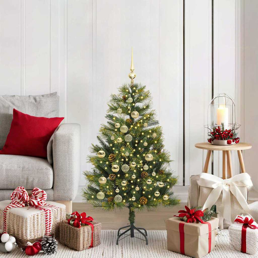 Kunstmatige Scharnier Kerstboom Met Cones Groen 120 cm