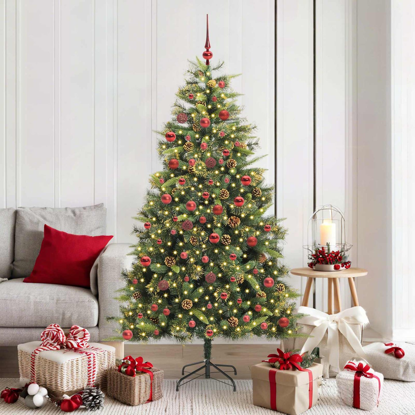 Kunstmatige Scharnier Kerstboom met Cones Groen 180 cm