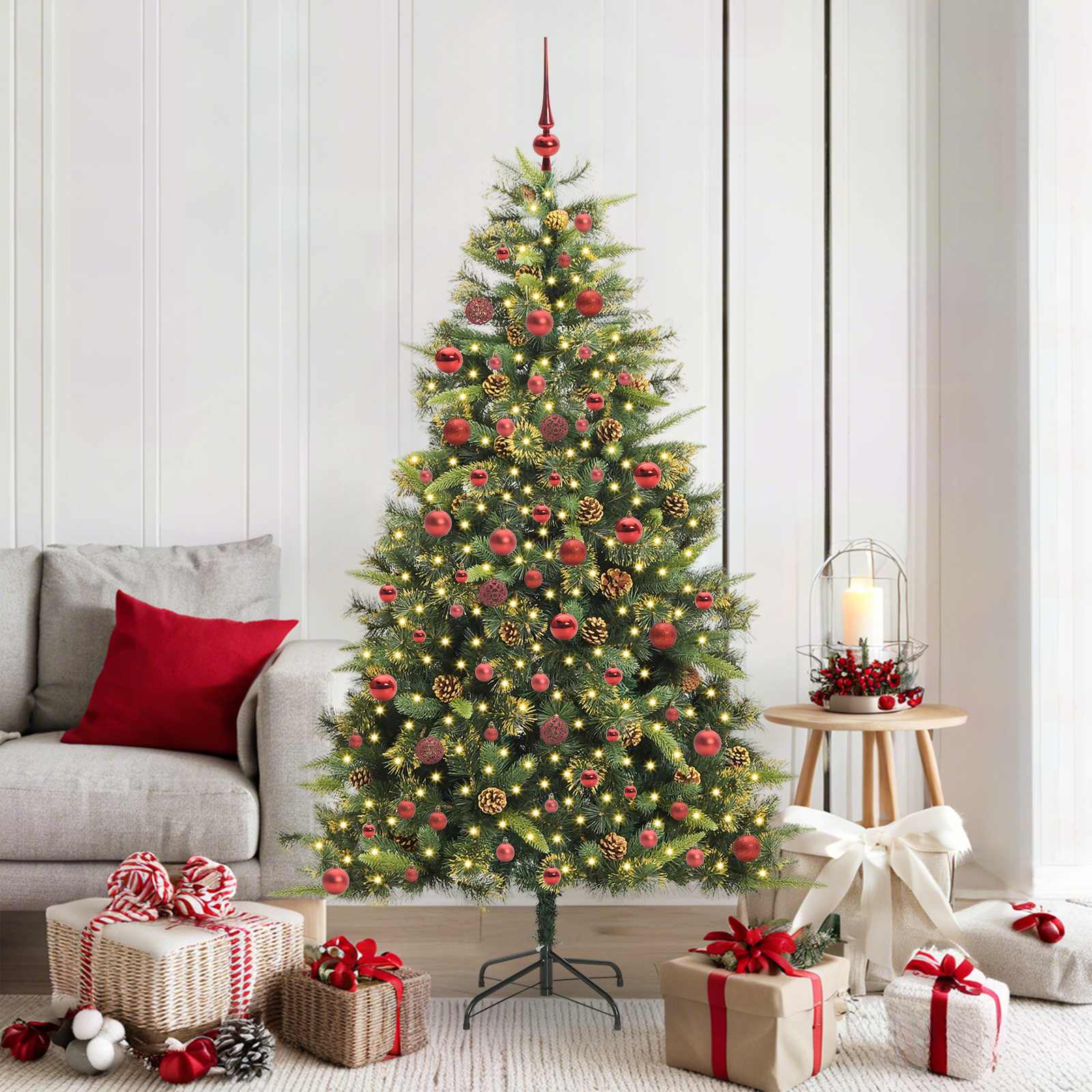 Kunstmatige Scharnier Kerstboom met Cones Groen 180 cm