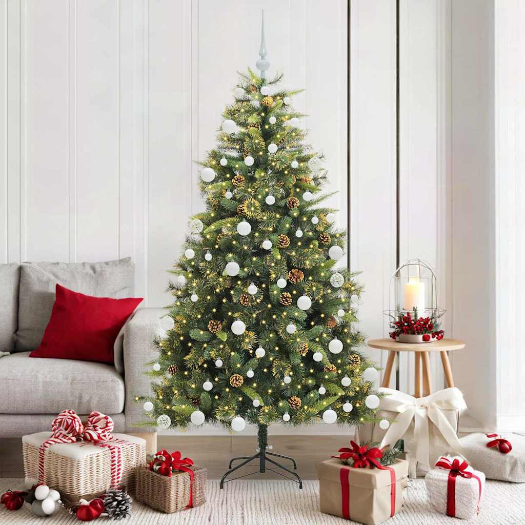 Kunstmatige Scharnier Kerstboom met Cones Groen 180 cm