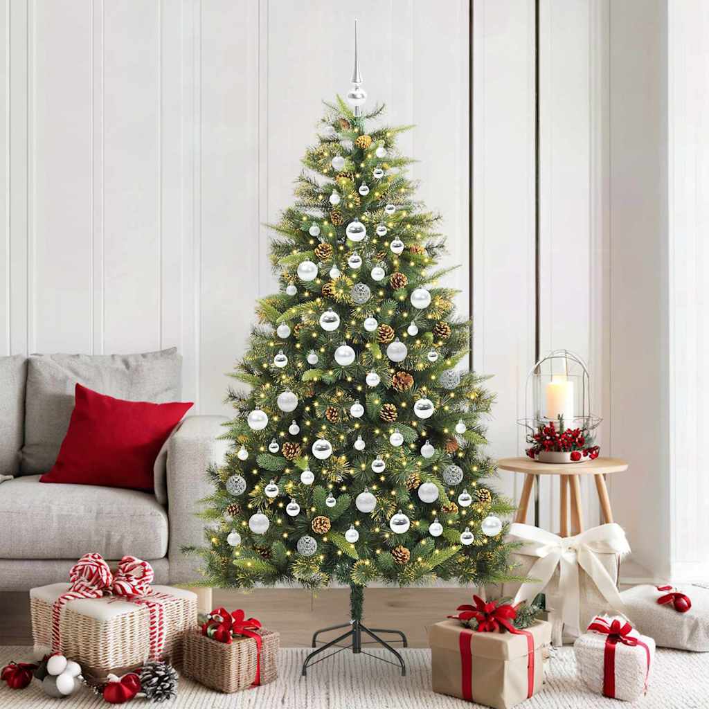 Kunstmatige Scharnier Kerstboom met Cones Groen 180 cm