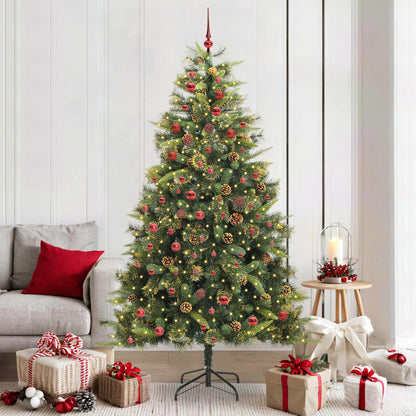 Kunstmatige Scharnier Kerstboom met Cones Groen 210 cm