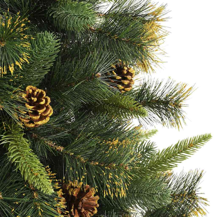 Kunstmatige Scharnier Kerstboom met Cones Groen 210 cm