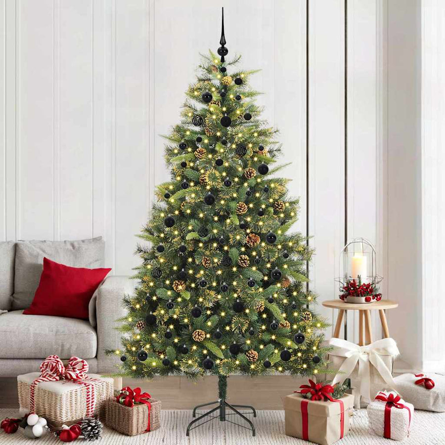 Kunstmatige Scharnier Kerstboom met Cones Groen 210 cm