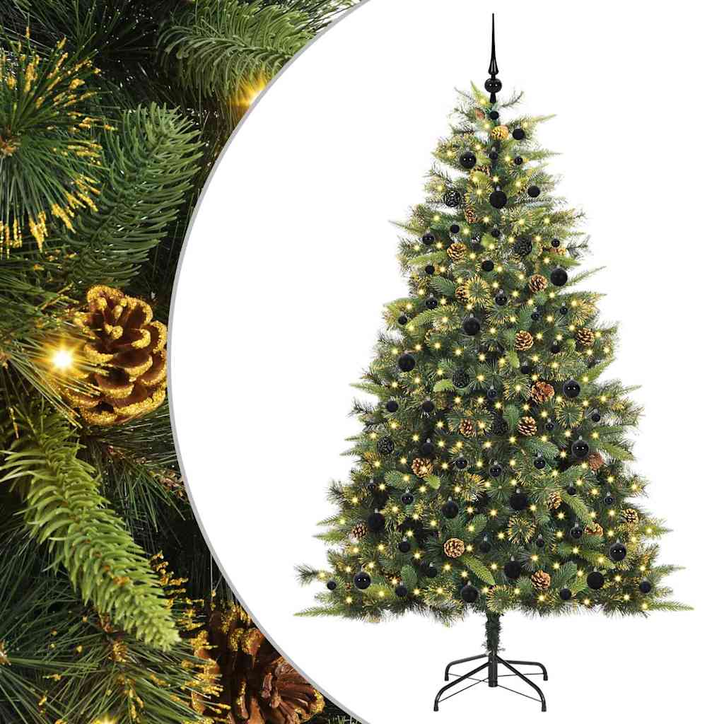 Kunstmatige Scharnier Kerstboom met Cones Groen 210 cm