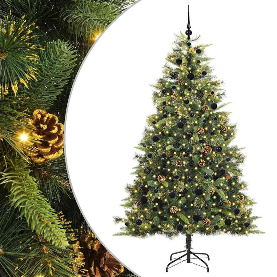 Kunstmatige Scharnier Kerstboom met Cones Groen 210 cm