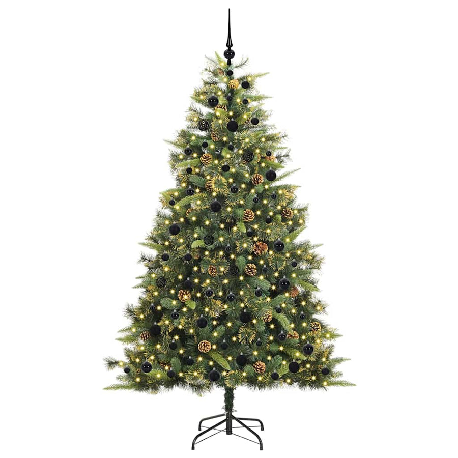 Kunstmatige Scharnier Kerstboom met Cones Groen 210 cm
