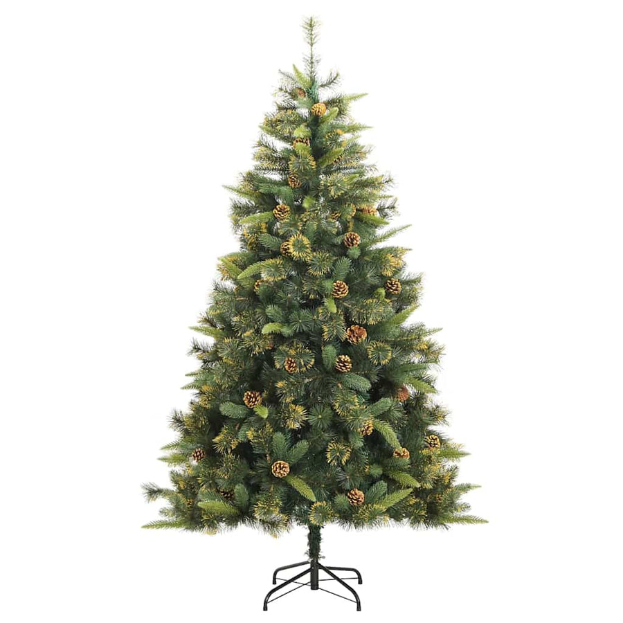 Kunstmatige Scharnier Kerstboom met Cones Groen 210 cm