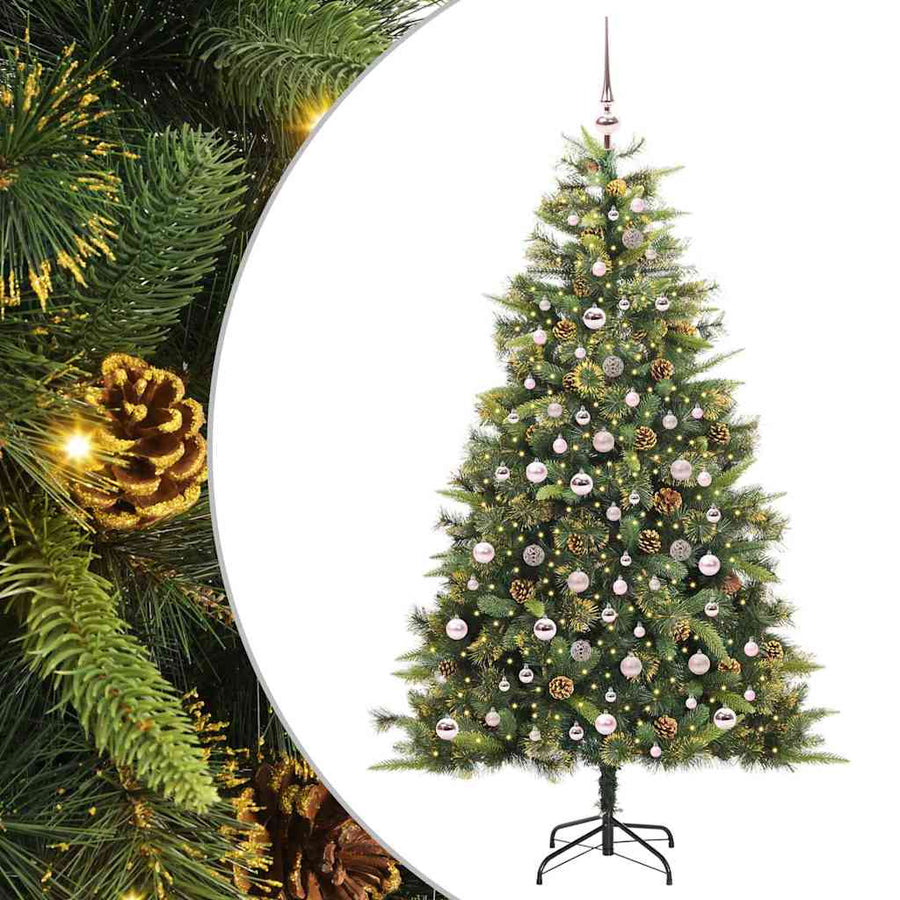Kunstmatige Scharnier Kerstboom met Cones Groen 210 cm