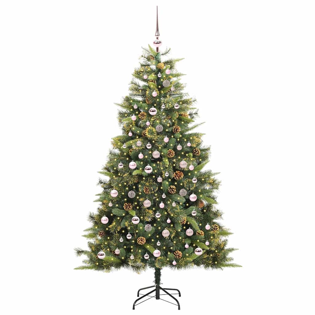 Kunstmatige Scharnier Kerstboom met Cones Groen 210 cm