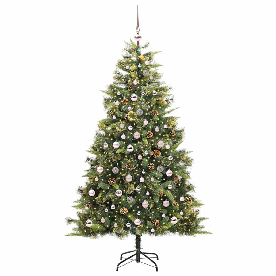 Kunstmatige Scharnier Kerstboom met Cones Groen 210 cm