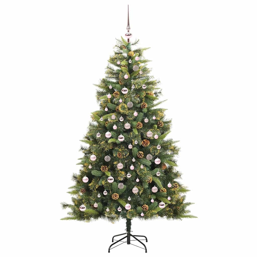 Kunstmatige Scharnier Kerstboom met Cones Groen 210 cm