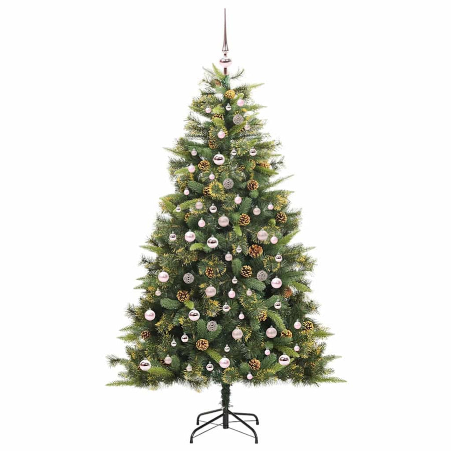 Kunstmatige Scharnier Kerstboom met Cones Groen 210 cm