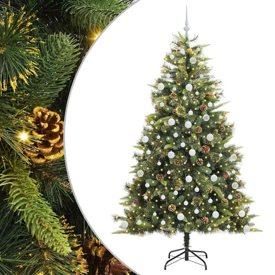 Kunstmatige Scharnier Kerstboom met Cones Groen 210 cm