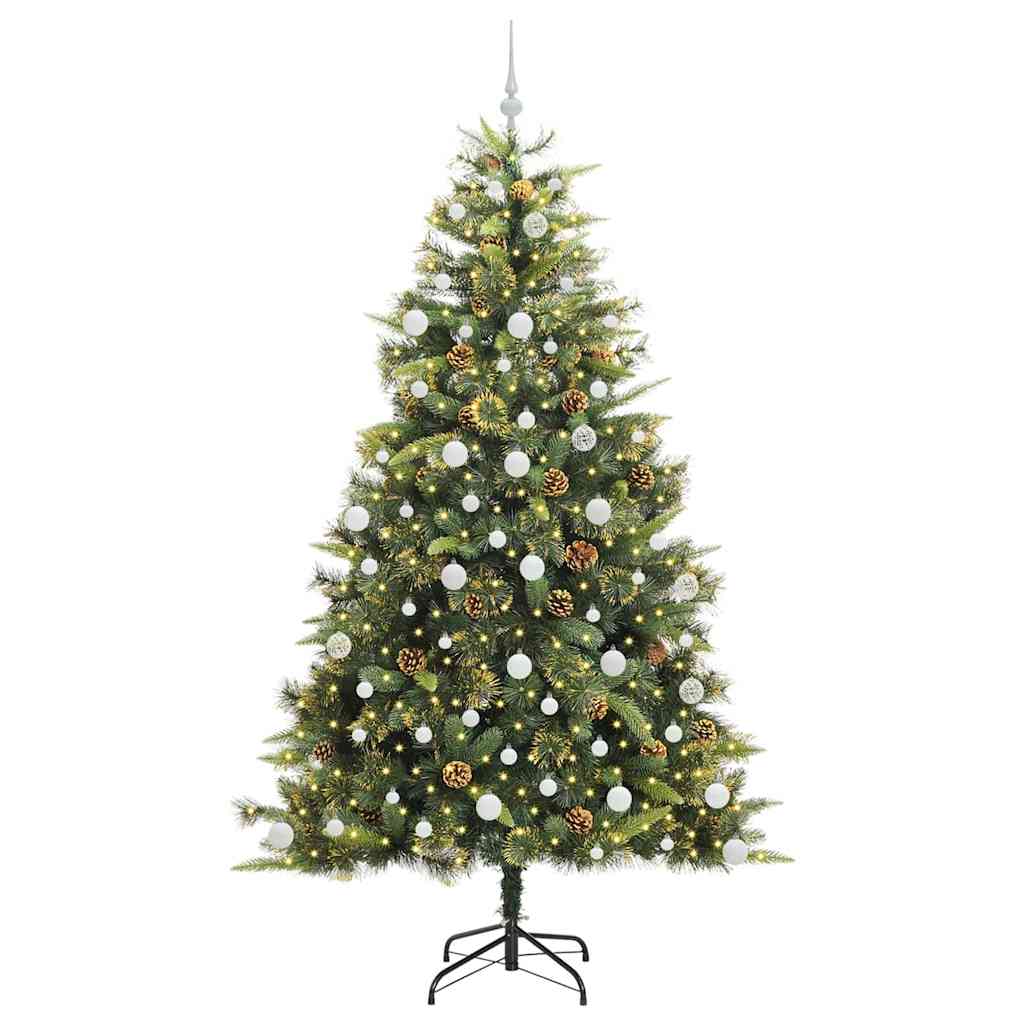 Kunstmatige Scharnier Kerstboom met Cones Groen 210 cm