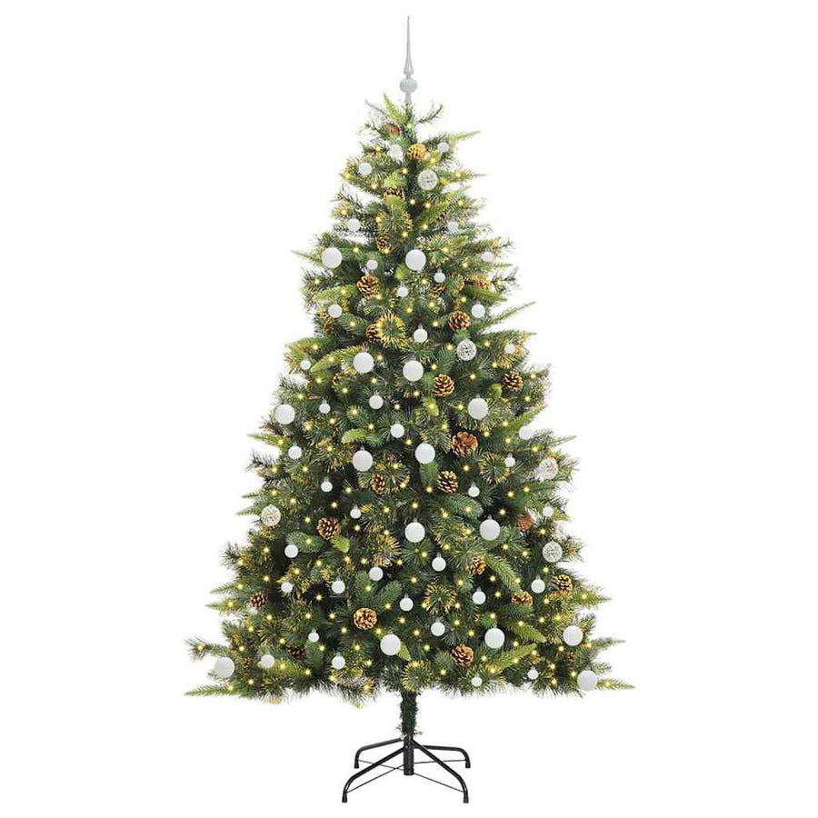 Kunstmatige Scharnier Kerstboom met Cones Groen 210 cm