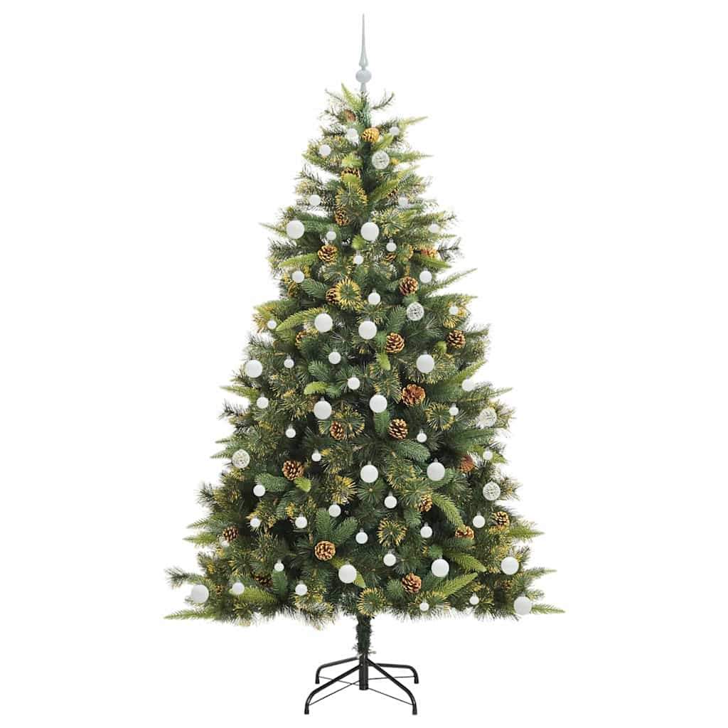 Kunstmatige Scharnier Kerstboom met Cones Groen 210 cm