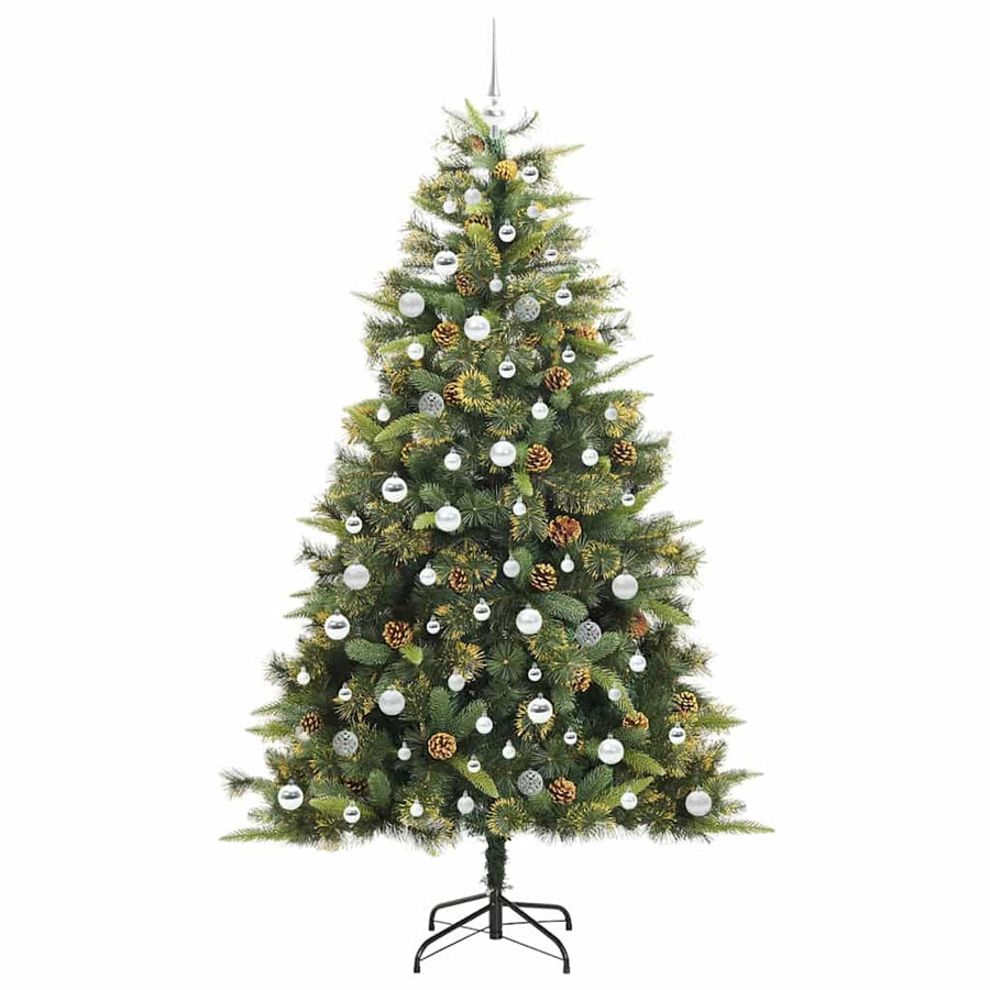 Kunstmatige Scharnier Kerstboom met Cones Groen 210 cm