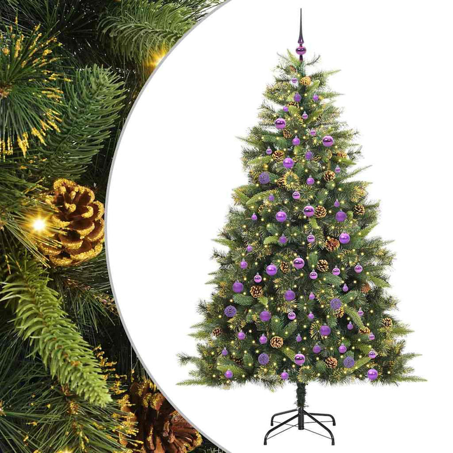 Kunstmatige Scharnier Kerstboom met Cones Groen 210 cm