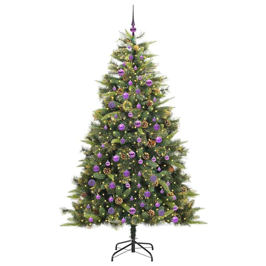 Kunstmatige Scharnier Kerstboom met Cones Groen 210 cm