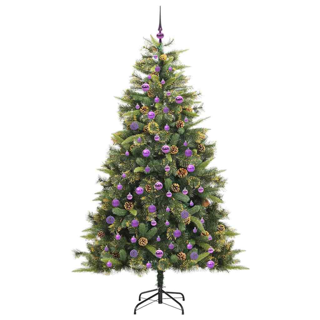 Kunstmatige Scharnier Kerstboom met Cones Groen 210 cm