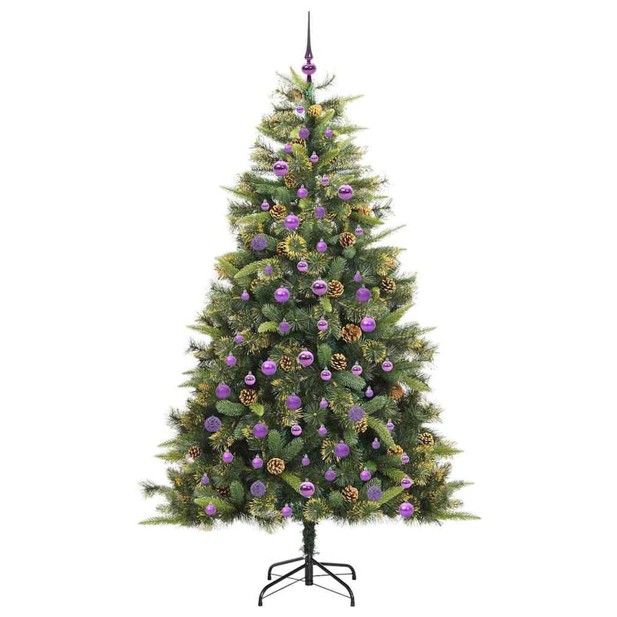 Kunstmatige Scharnier Kerstboom met Cones Groen 210 cm