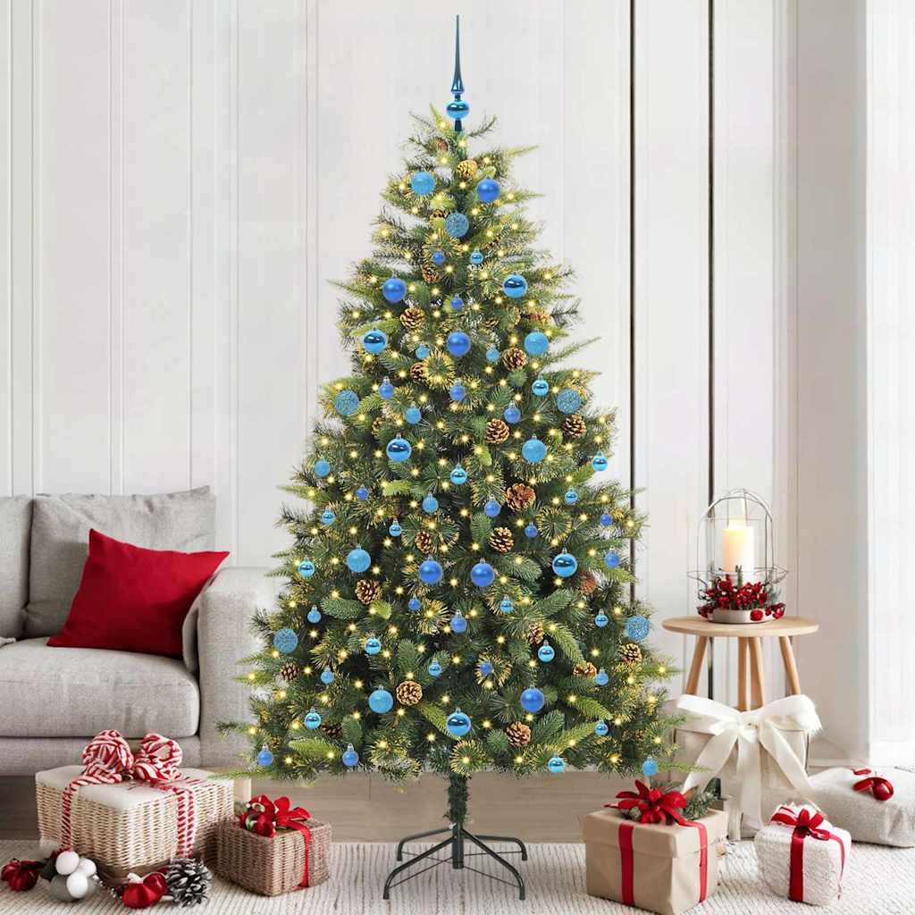 Kunstmatige Scharnier Kerstboom met Cones Groen 210 cm