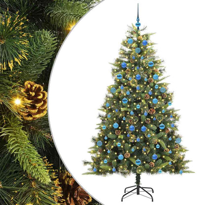 Kunstmatige Scharnier Kerstboom met Cones Groen 210 cm