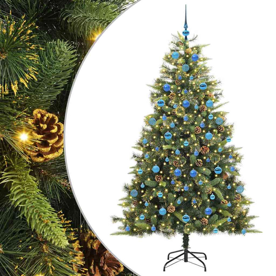 Kunstmatige Scharnier Kerstboom met Cones Groen 210 cm