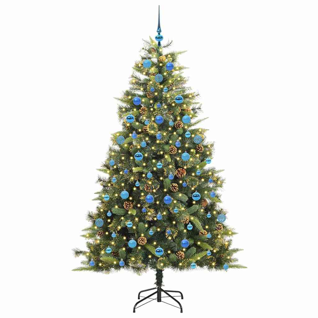 Kunstmatige Scharnier Kerstboom met Cones Groen 210 cm